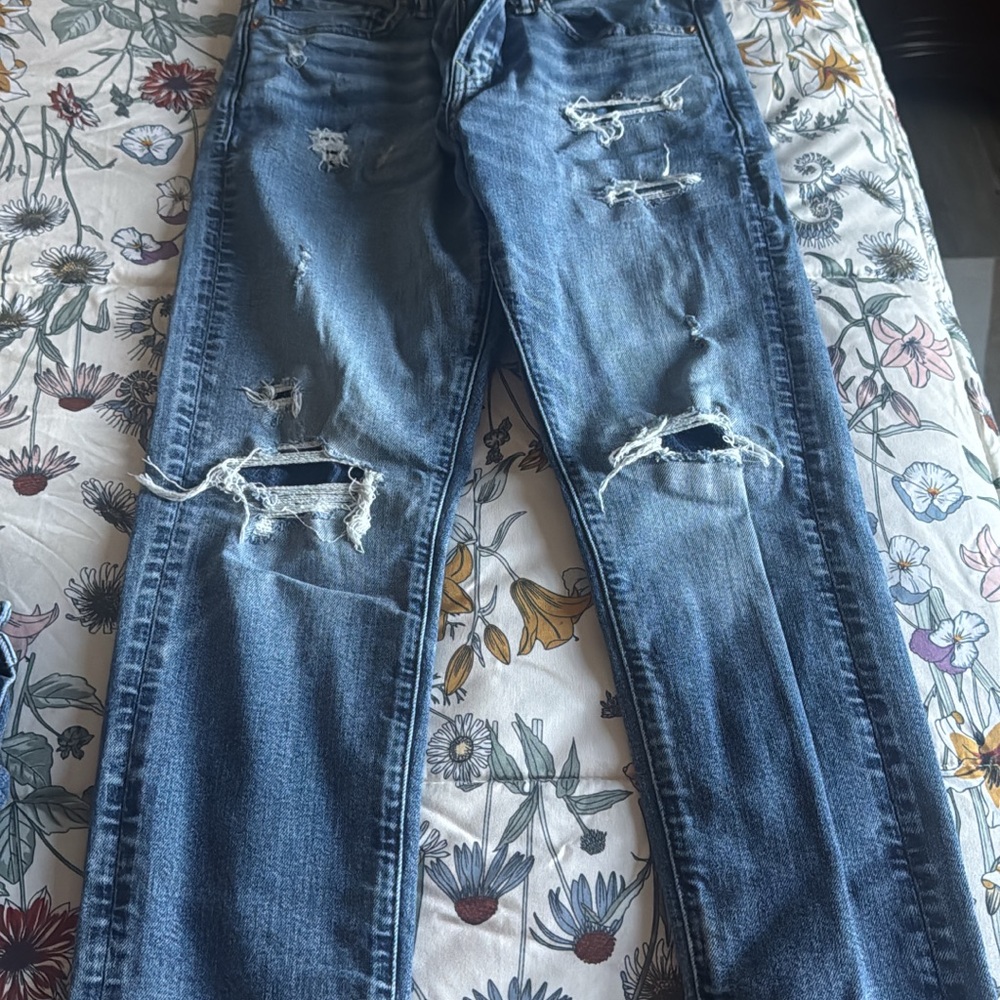 American Eagle Outfitters Men's Skinny Distressed Blue Jeans